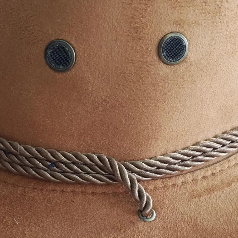 Men's Wide Brim Cowboy Hat – Breathable Adjustable Summer Sun Protection