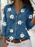 Women's Elegant Blossom Blouse Blue