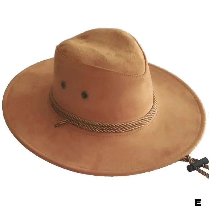 Men's Wide Brim Cowboy Hat – Breathable Adjustable Summer Sun Protection Drack Ceam