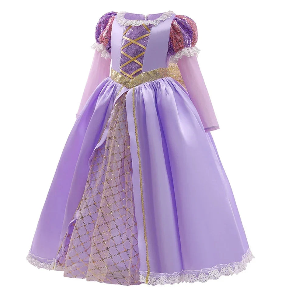 Halloween's Girls Ball Gown Dress with Puff Sleeves and Applique Detail
