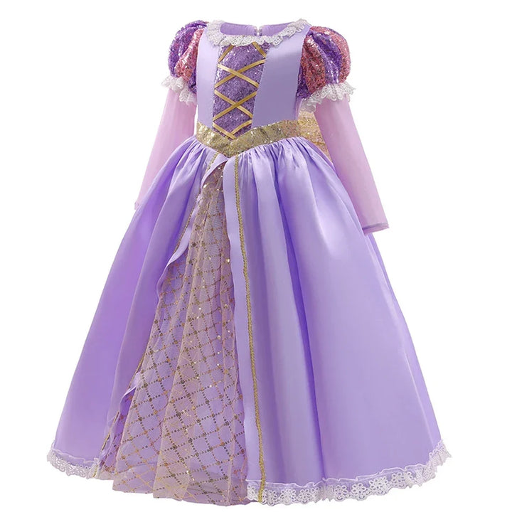 Halloween's Girls Ball Gown Dress with Puff Sleeves and Applique Detail