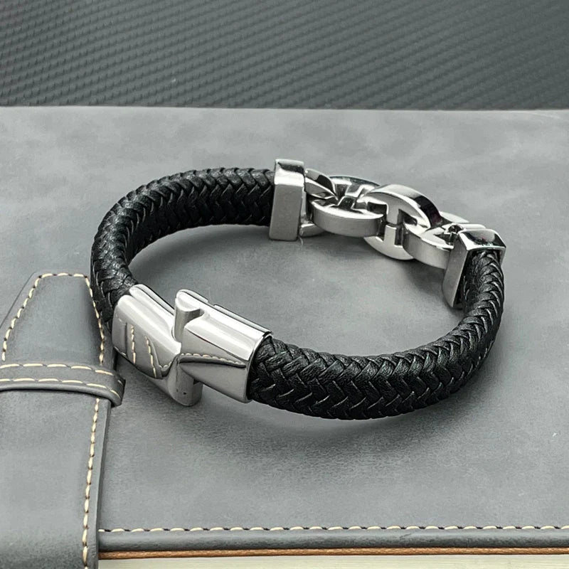Braided Leather Bracelet for Stylish Elegance