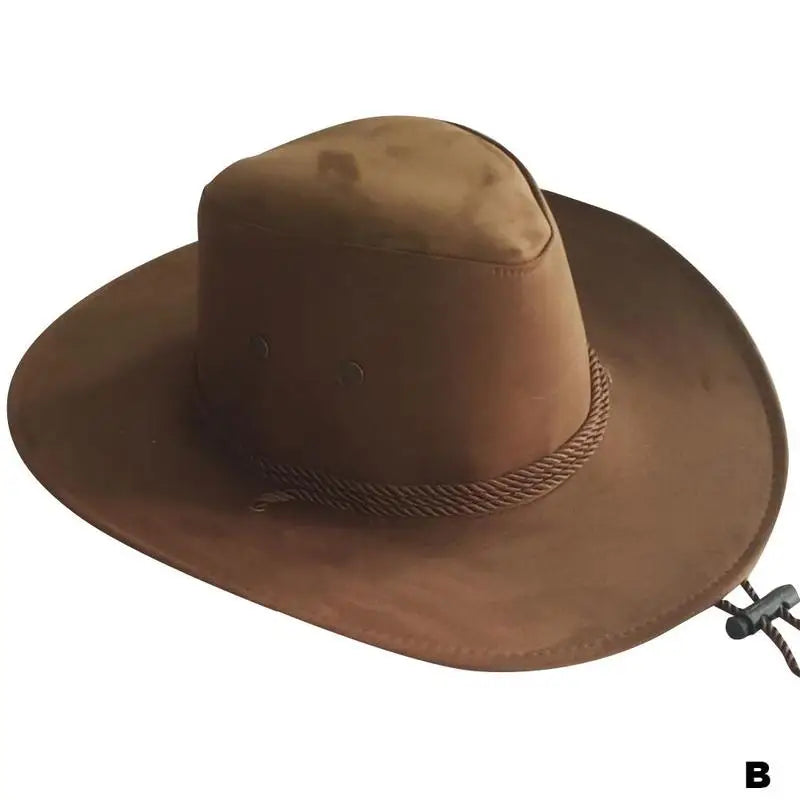 Men's Wide Brim Cowboy Hat – Breathable Adjustable Summer Sun Protection-MODAUTLET