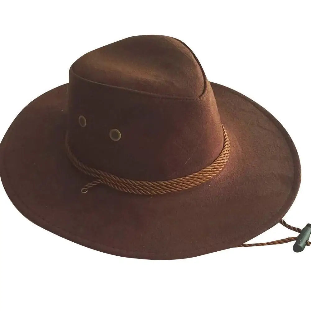 Men's Wide Brim Cowboy Hat – Breathable Adjustable Summer Sun Protection