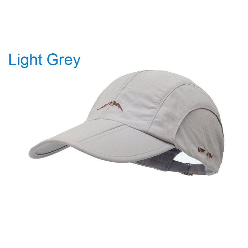 Quick-Dry Waterproof Outdoor Cap - Breathable, Foldable Unisex Hat Gray Adjustable 56-60 cm