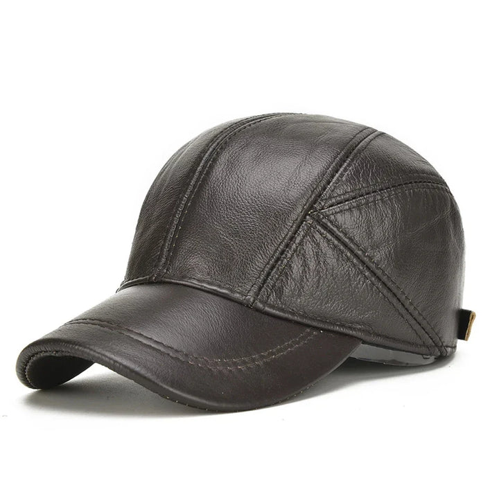Authentic Leather Earflap Baseball Cap – Warm Cowhide for Winter-MODAUTLET