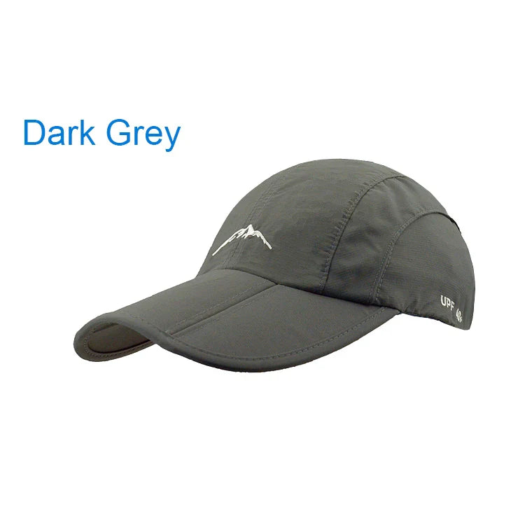 Quick-Dry Waterproof Outdoor Cap - Breathable, Foldable Unisex Hat Dark Grey Adjustable 56-60 cm