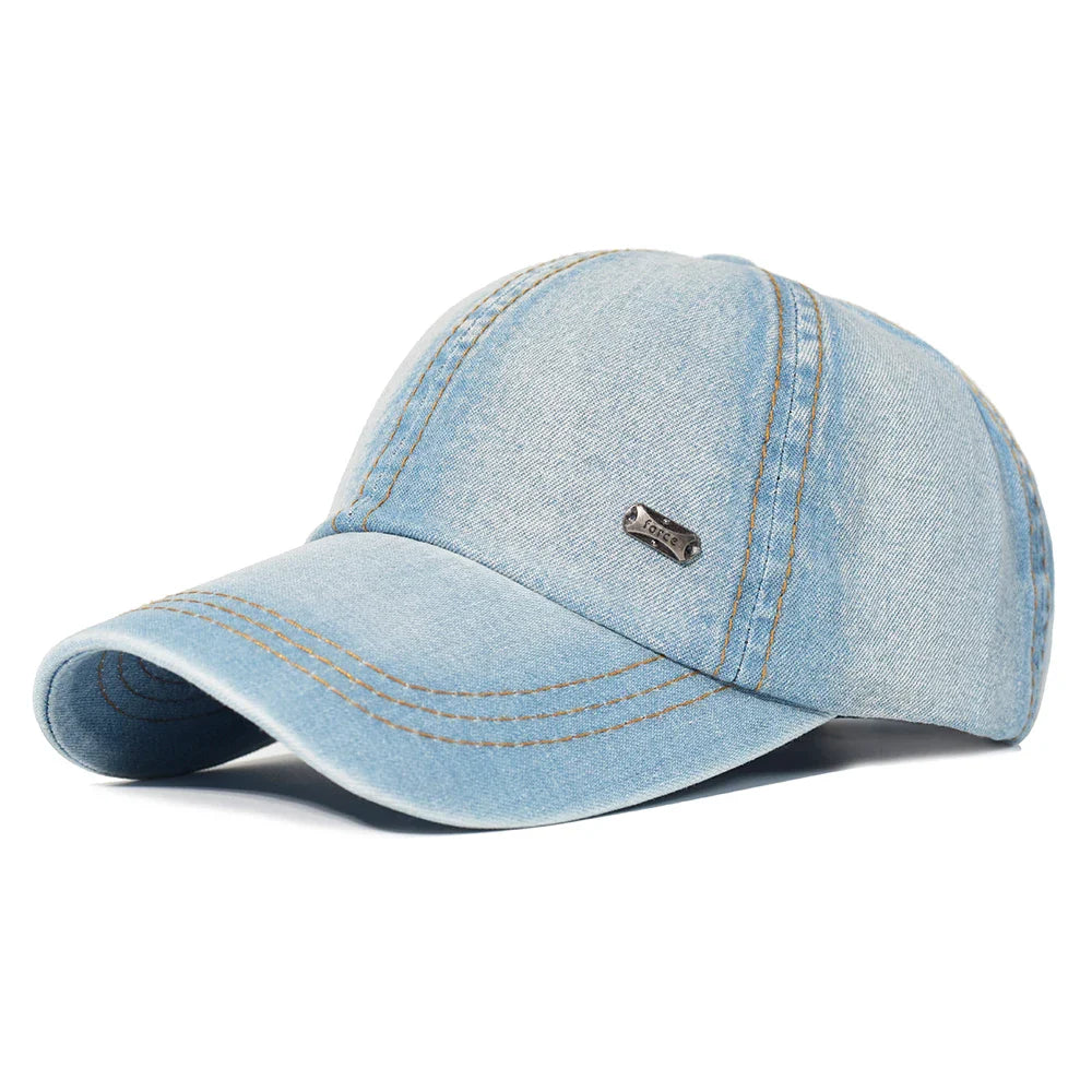 Vintage Washed Cotton Adjustable Baseball Cap – Unisex Low-Profile Dad Hat SKY BLUE One Size