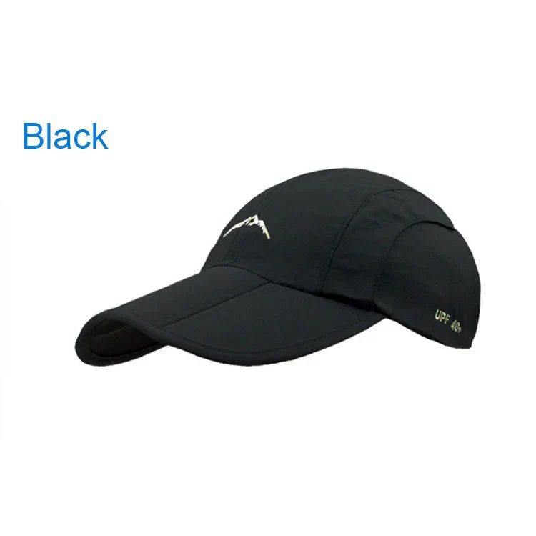 Quick-Dry Waterproof Outdoor Cap - Breathable, Foldable Unisex Hat Black Adjustable 56-60 cm