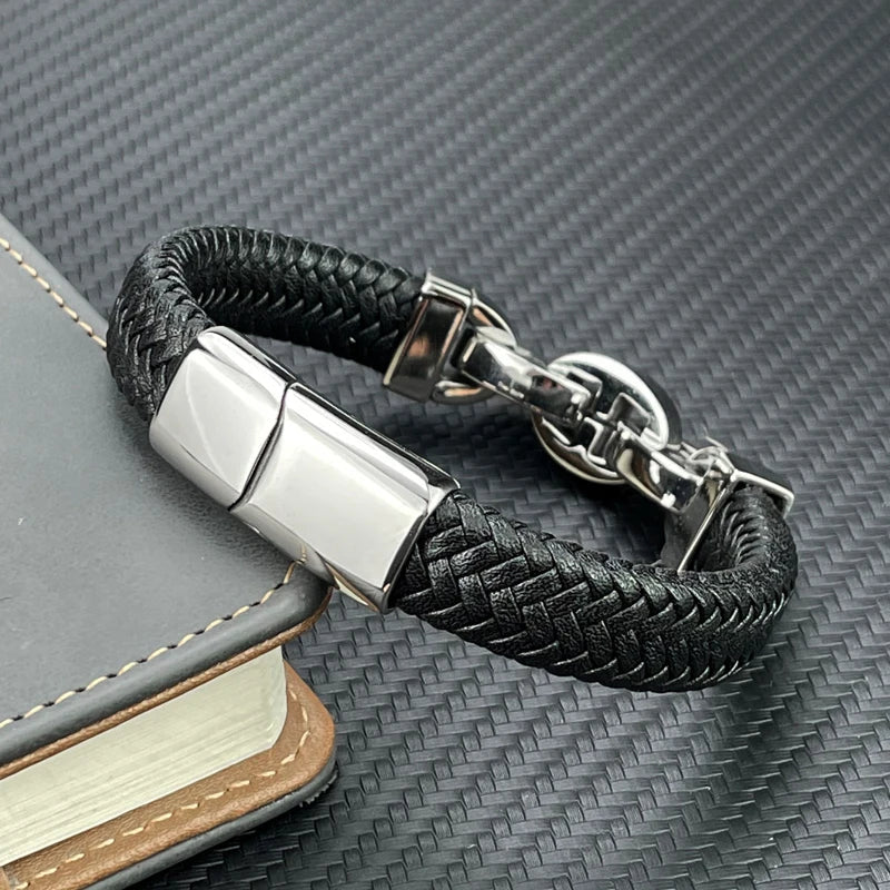 Braided Leather Bracelet for Stylish Elegance-MODAUTLET