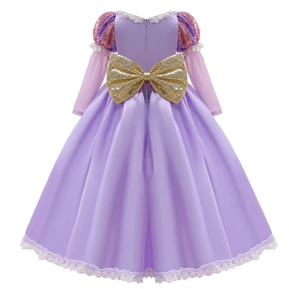 Halloween's Girls Ball Gown Dress with Puff Sleeves and Applique Detail