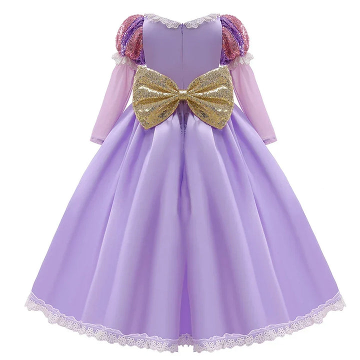 Halloween's Girls Ball Gown Dress with Puff Sleeves and Applique Detail