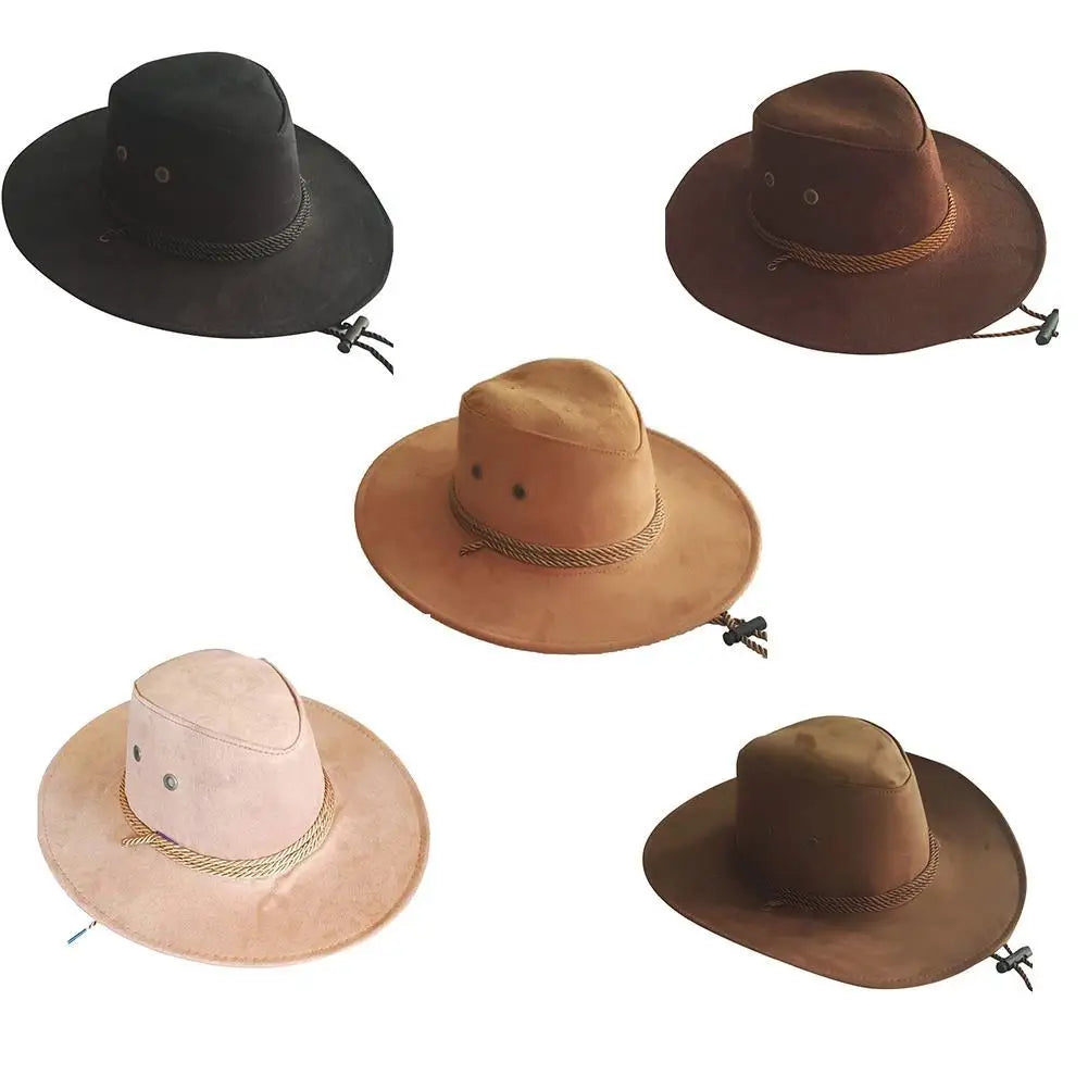 Men's Wide Brim Cowboy Hat – Breathable Adjustable Summer Sun Protection