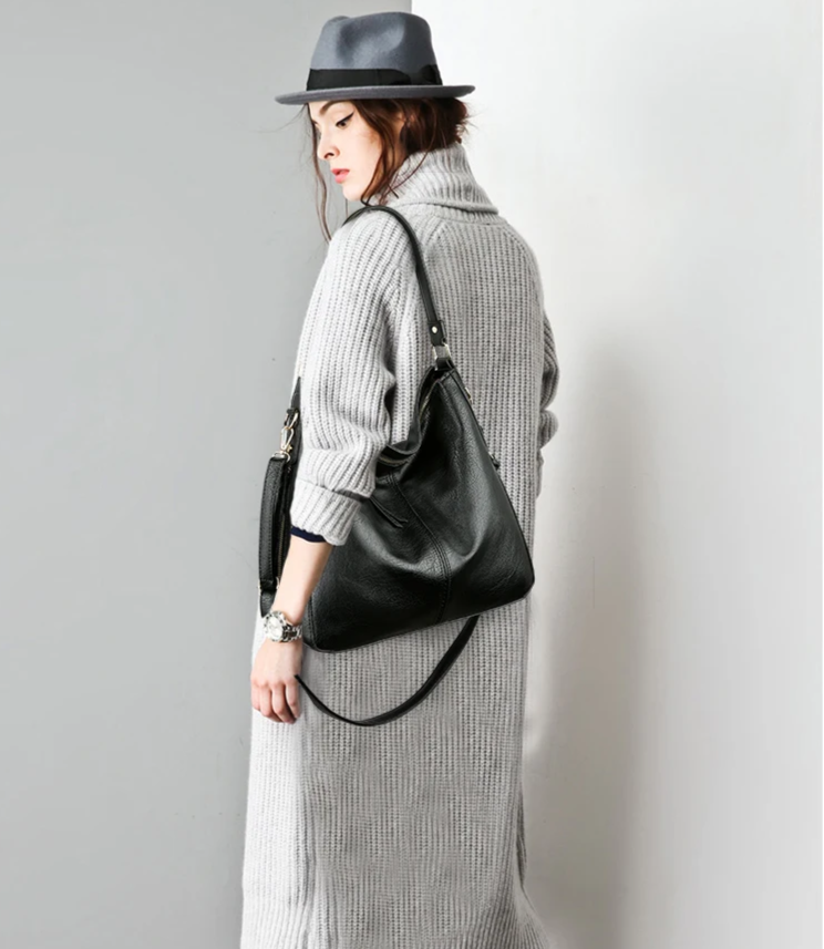 Vintage PU Leather Hobo Bag For Women Large Capacity Tote-MODAUTLET