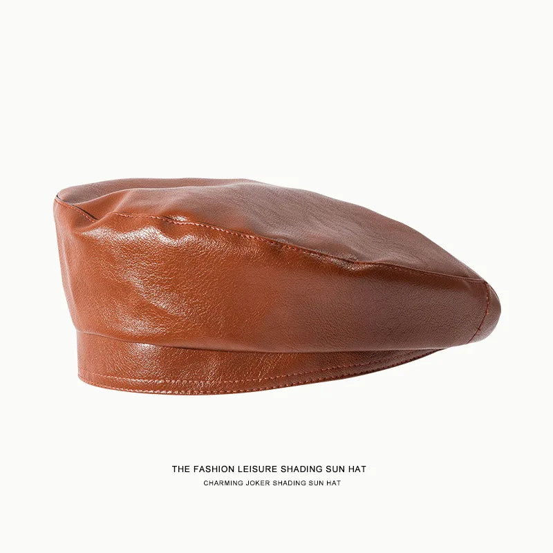 Stylish Unisex Artificial Leather Beret Cap - Trendy Bucket & Beret Hybrid-MODAUTLET