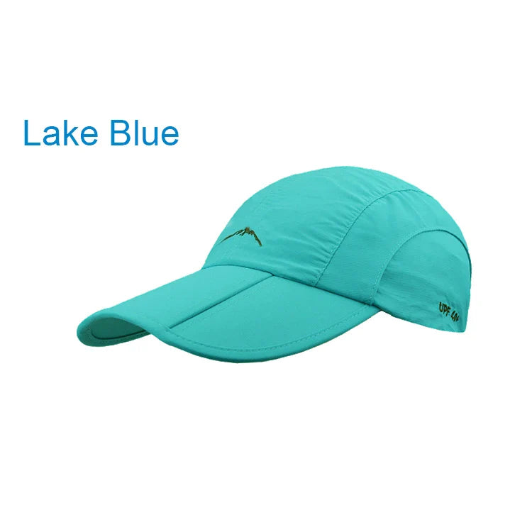 Quick-Dry Waterproof Outdoor Cap - Breathable, Foldable Unisex Hat Lake Blue Adjustable 56-60 cm