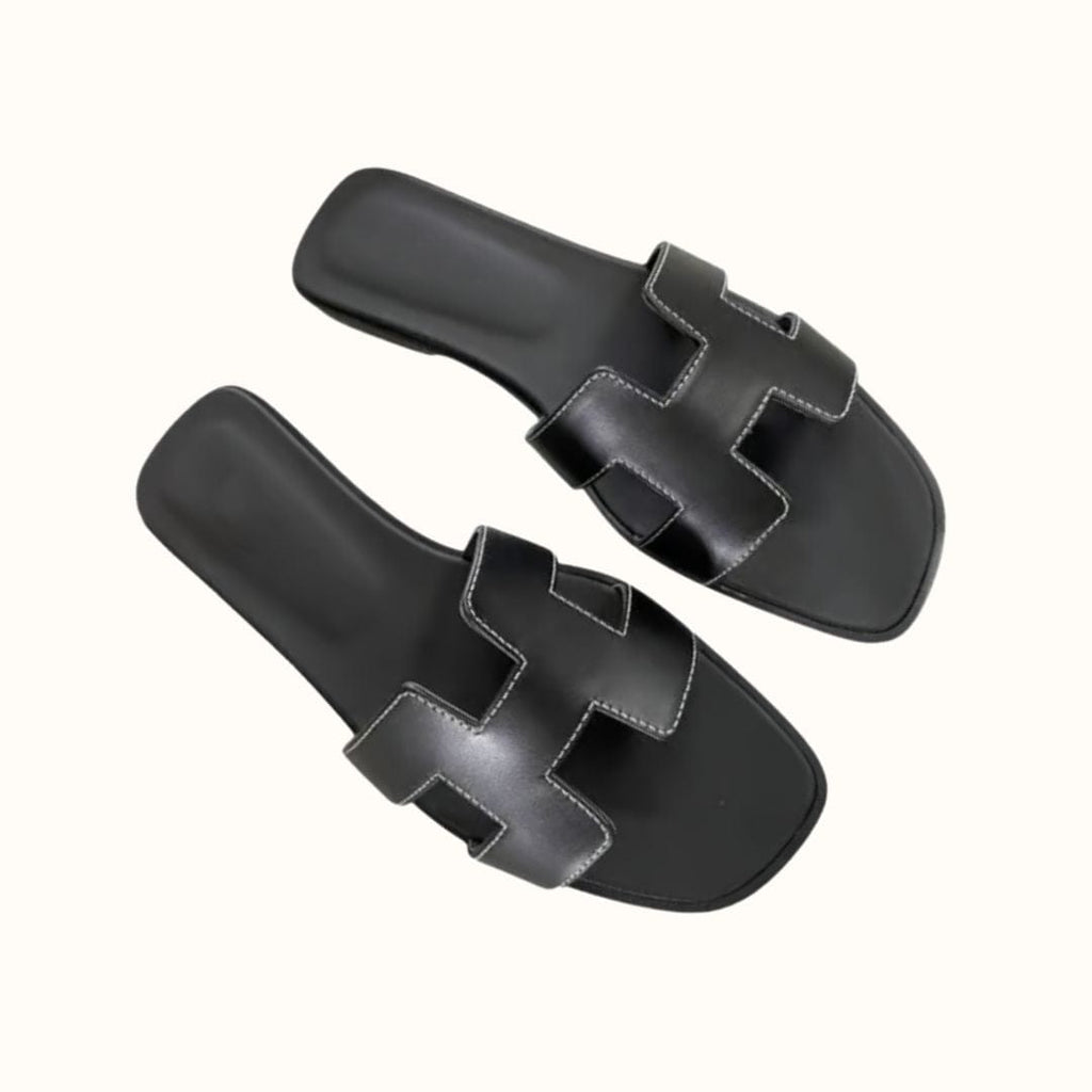 Comfort 'H' Design Sandals With Modern Design For Everyday Black