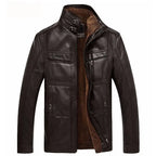 Men's Winter PU Leather Jacket - Thick & Warm Coat
