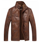 Men's Winter PU Leather Jacket - Thick & Warm Coat