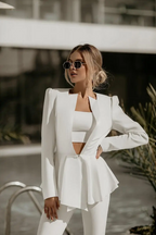 Women Two Piece Blazer Set Office Suit Jacket Trousers