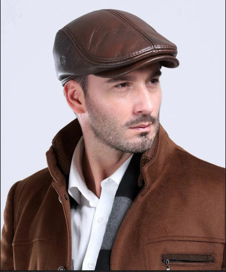 Authentic Cowhide Leather Baseball Cap-MODAUTLET