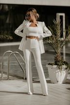 Women Two Piece Blazer Set Office Suit Jacket Trousers