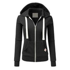 Slim-Fit Drawstring Zip-Up Hoodie Black