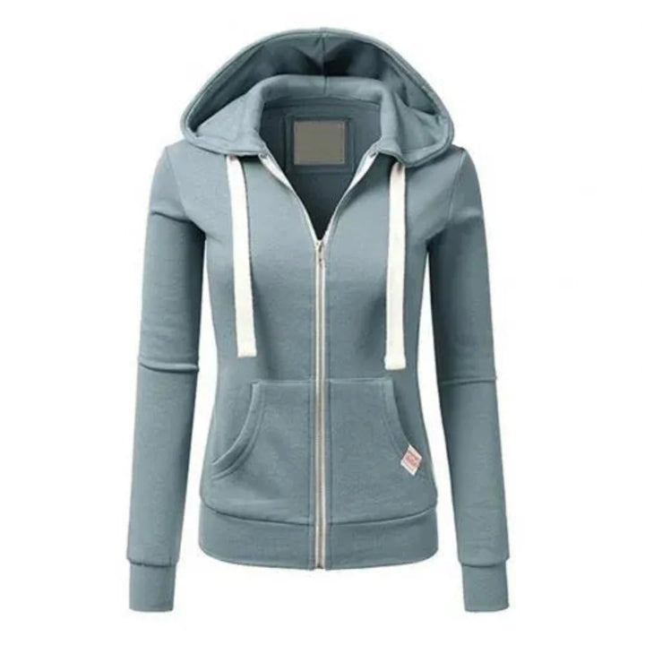 Slim-Fit Drawstring Zip-Up Hoodie-MODAUTLET