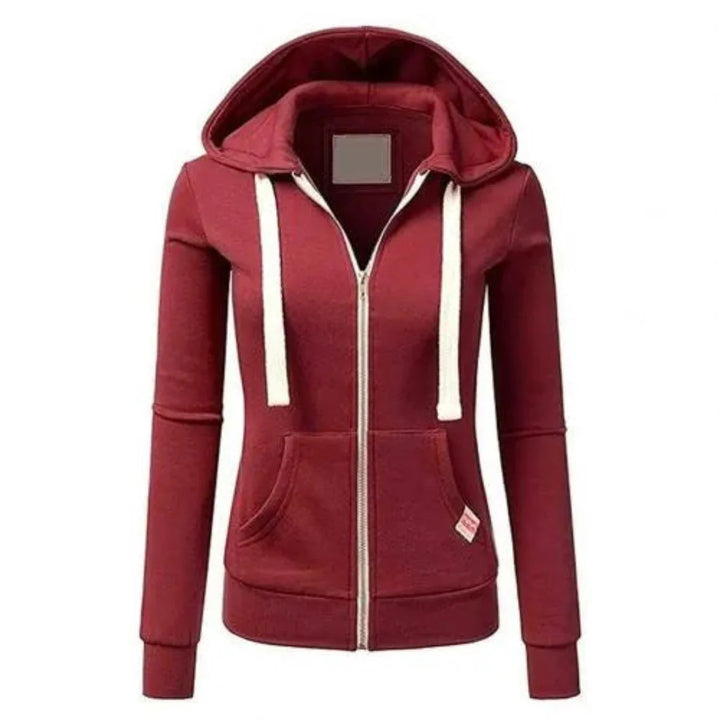 Slim-Fit Drawstring Zip-Up Hoodie-MODAUTLET