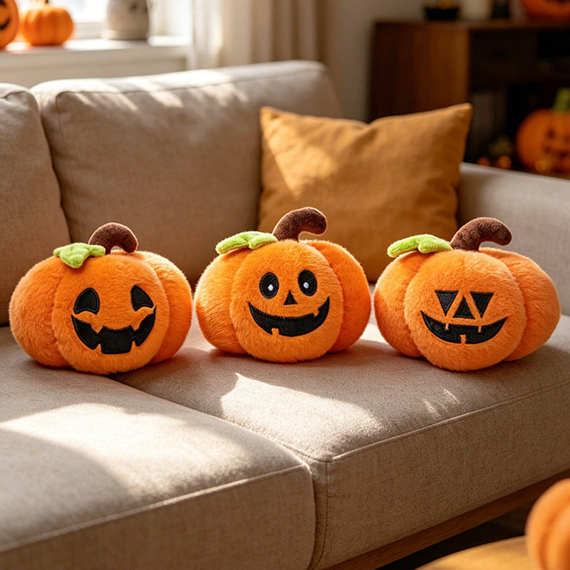 Halloween's Soft Plush Characters with Embroidered Faces and Designs