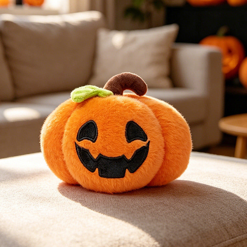 Halloween's Soft Plush Characters with Embroidered Faces and Designs
