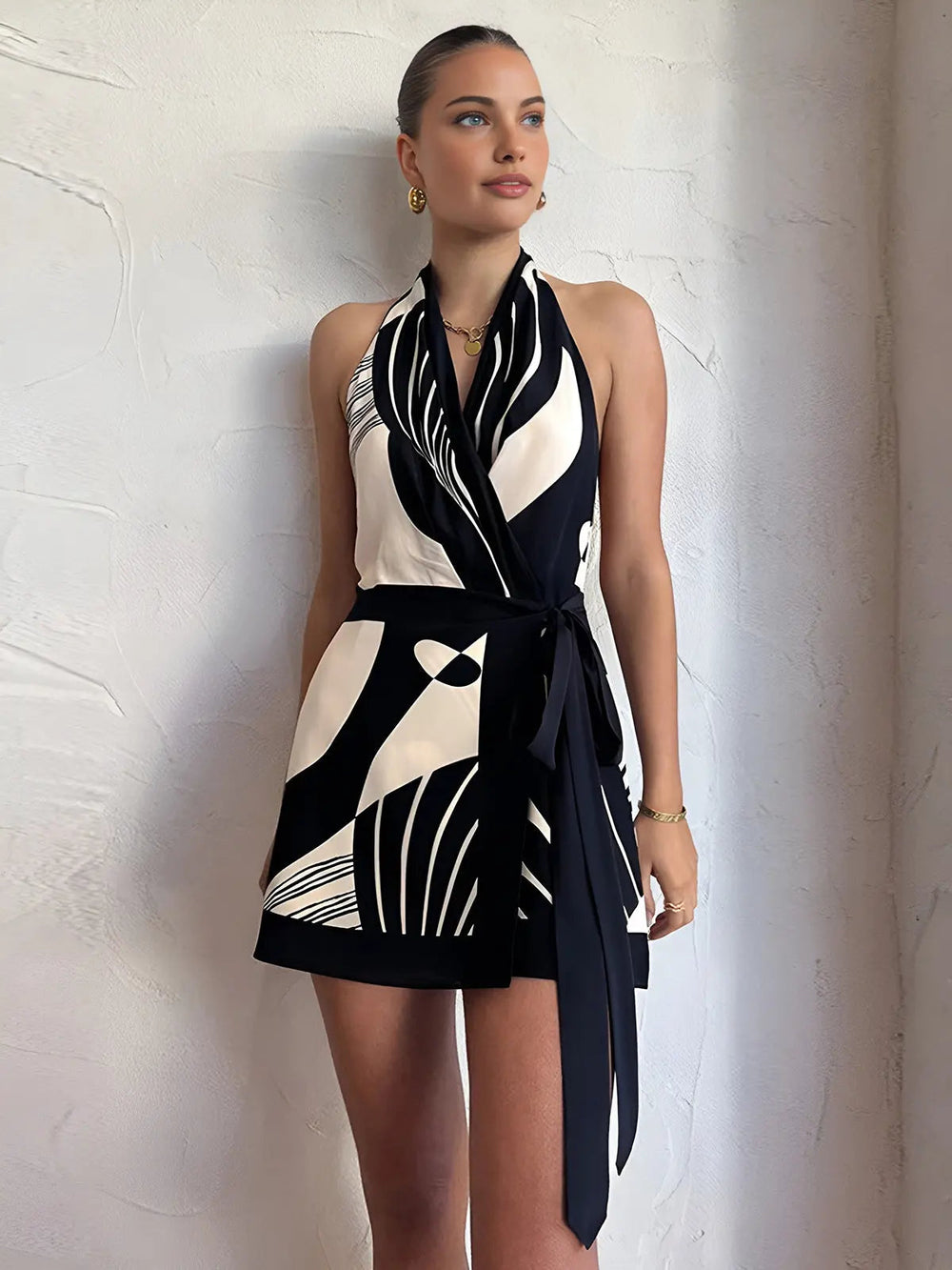 Women's Halter Wrap Dress – Stylish & Flattering Design-MODAUTLET