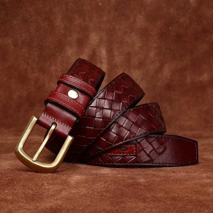 Handcrafted Woven Leather Belt Brown