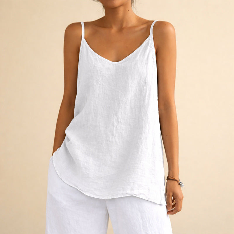 Hannah | Women's Cotton Linen Sleeveless Top-MODAUTLET