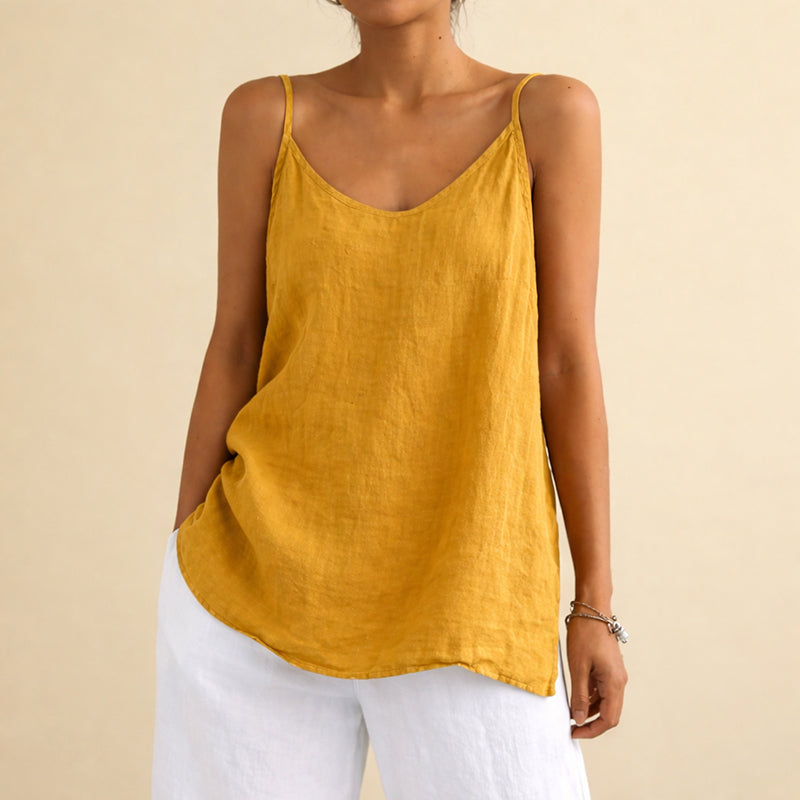 Hannah | Women's Cotton Linen Sleeveless Top-MODAUTLET