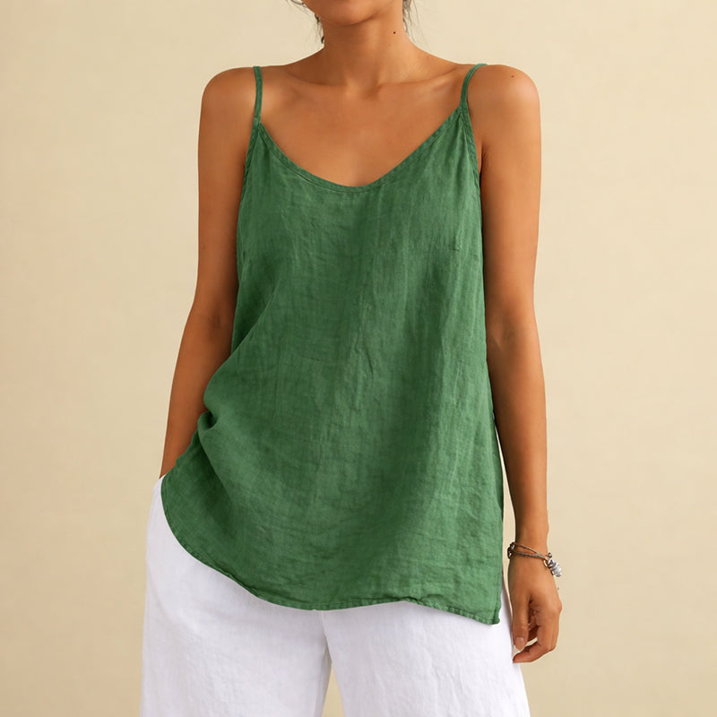 Hannah | Women's Cotton Linen Sleeveless Top-MODAUTLET