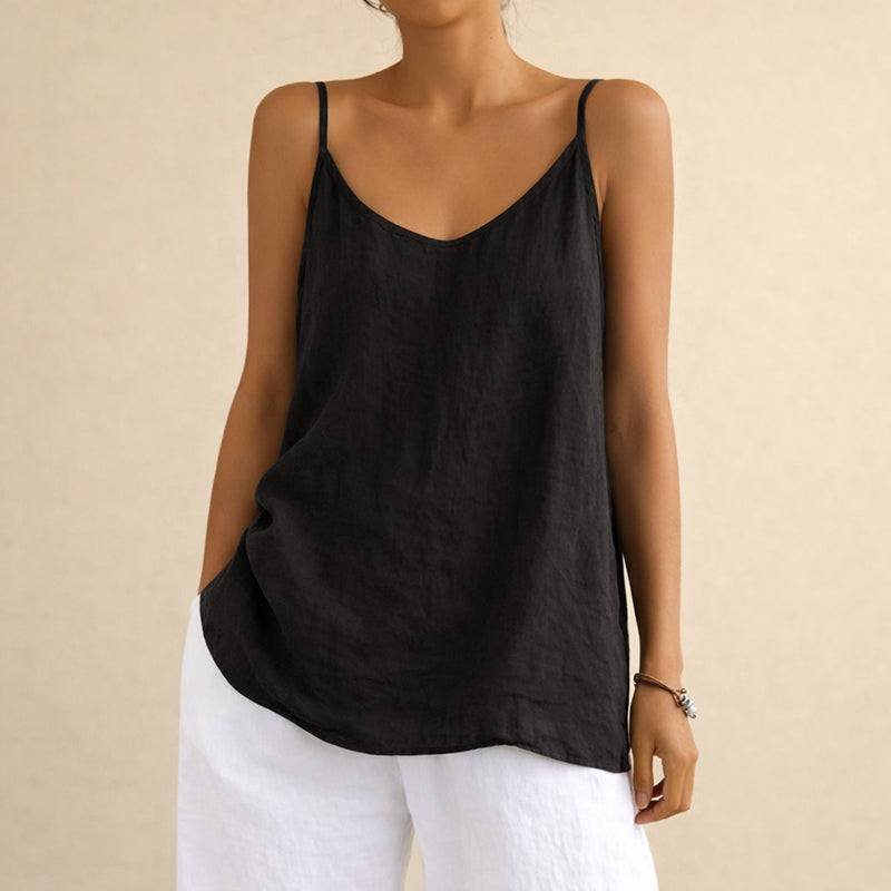 Hannah | Women's Cotton Linen Sleeveless Top-MODAUTLET