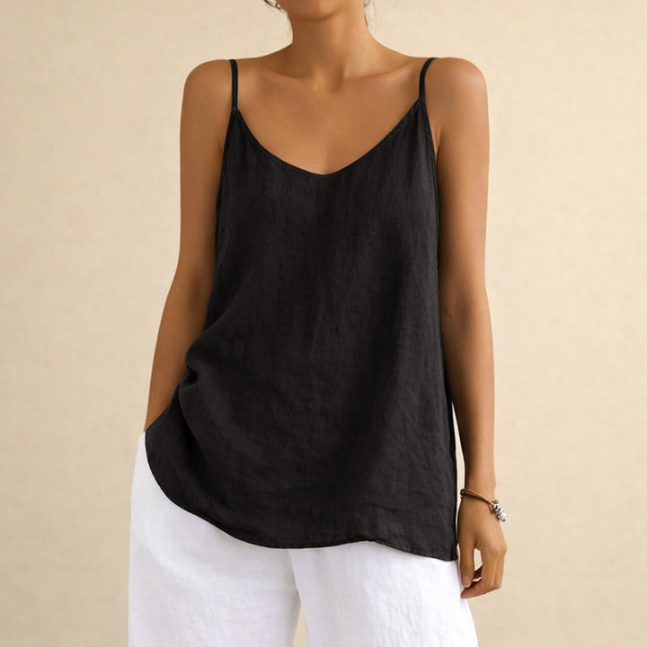 Hannah | Women's Cotton Linen Sleeveless Top-MODAUTLET
