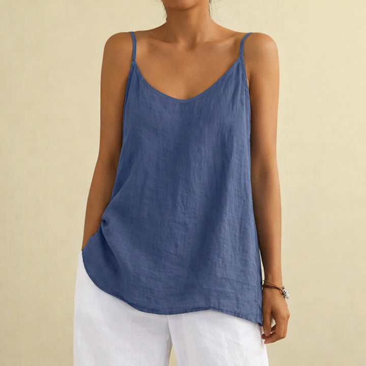 Hannah | Women's Cotton Linen Sleeveless Top-MODAUTLET