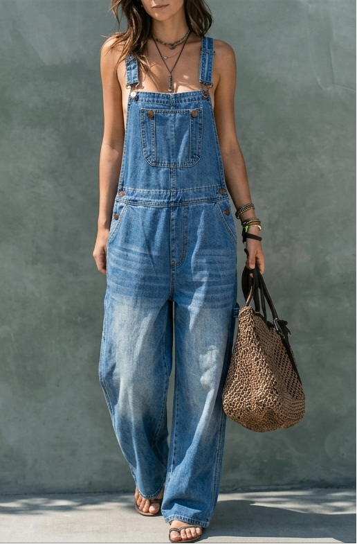 Harper | Damen-Latzanzug aus Denim mit elastischem Bund