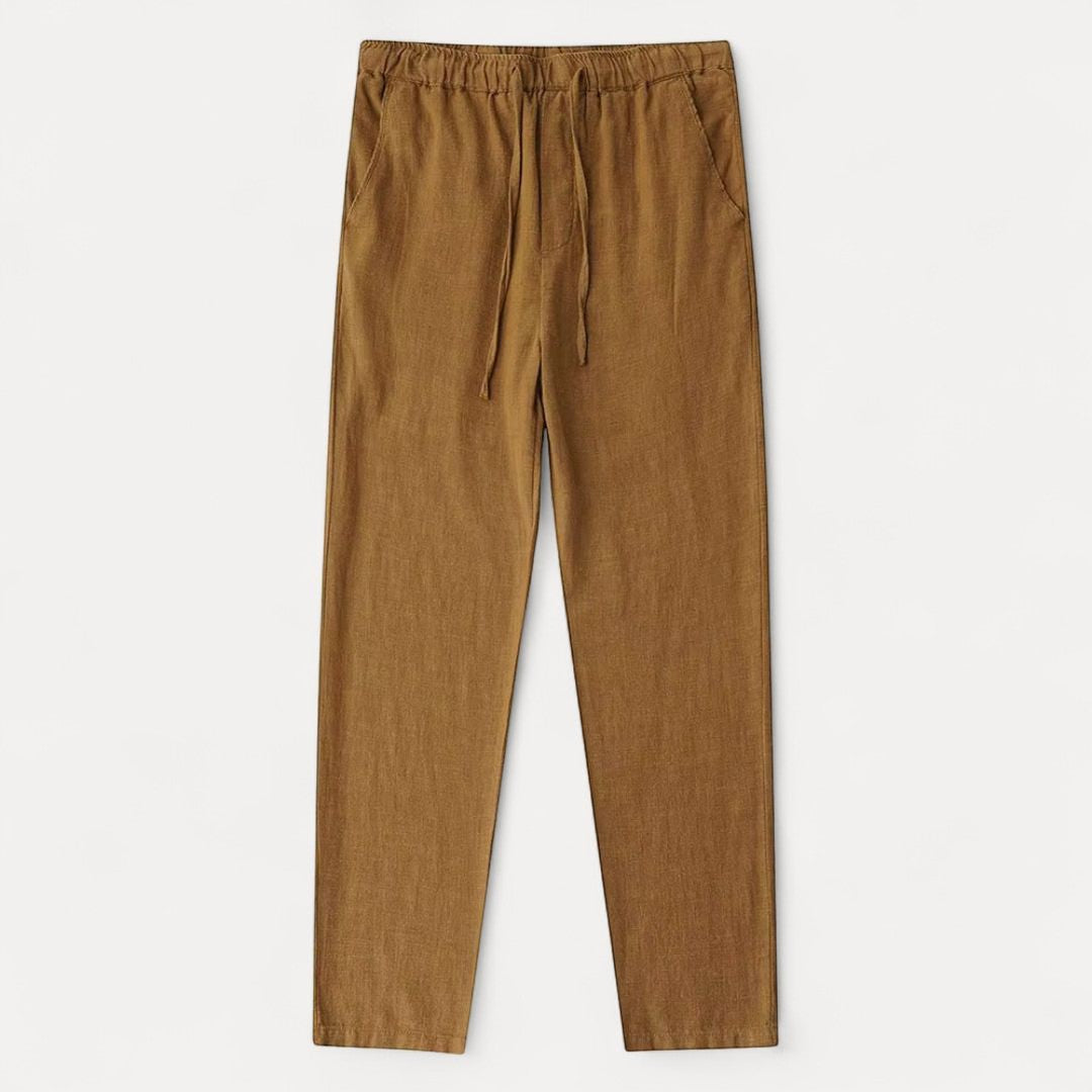 Men's Drawstring Linen Pants Brown