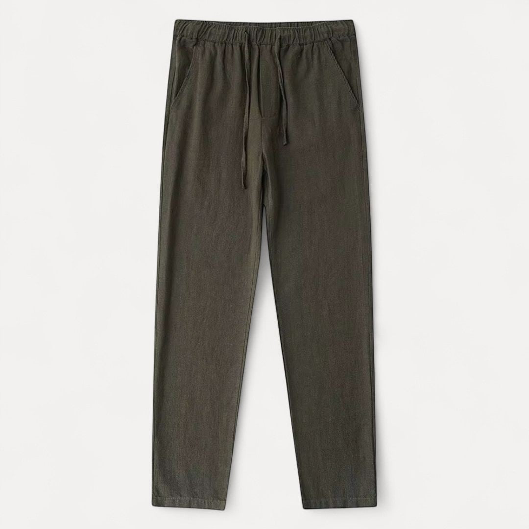 Men's Drawstring Linen Pants Gray