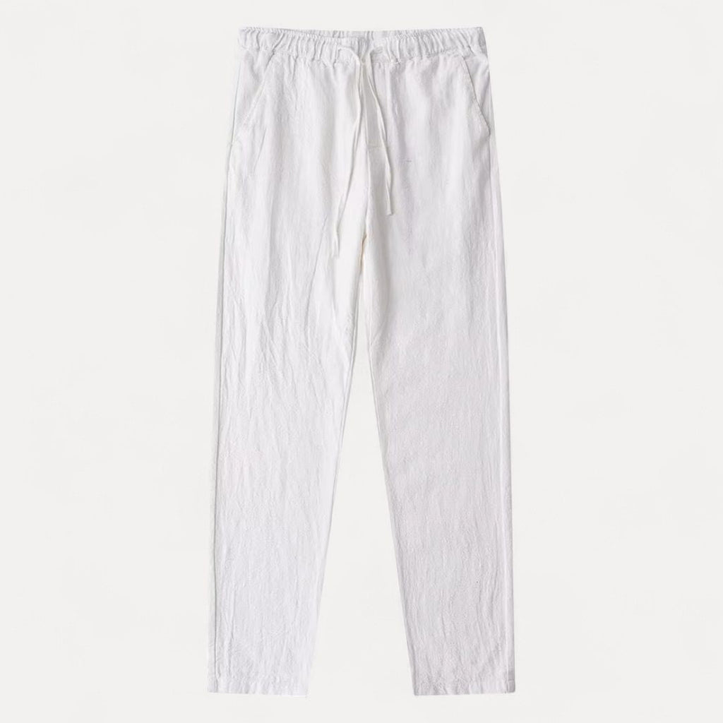 Men's Drawstring Linen Pants White