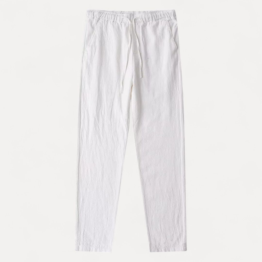 Men's Drawstring Linen Pants White