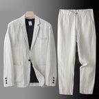 Linen Suit Set For Men Breathable Comfort Luxury Beige