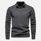 Quarter-Zip Fitted Sweater for Men Gray