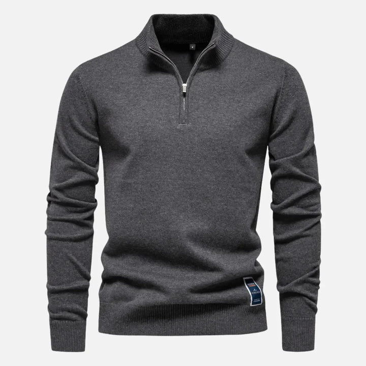 Quarter-Zip Fitted Sweater for Men-MODAUTLET
