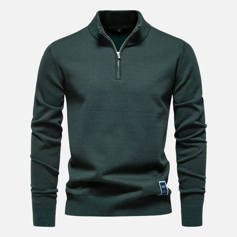 Quarter-Zip Fitted Sweater for Men-MODAUTLET