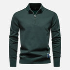 Quarter-Zip Fitted Sweater for Men Green