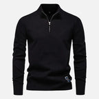 Quarter-Zip Fitted Sweater for Men Black